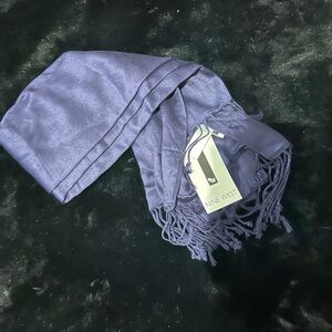 Nine West Navy Blue Scarf Wrap with Fringe Trim